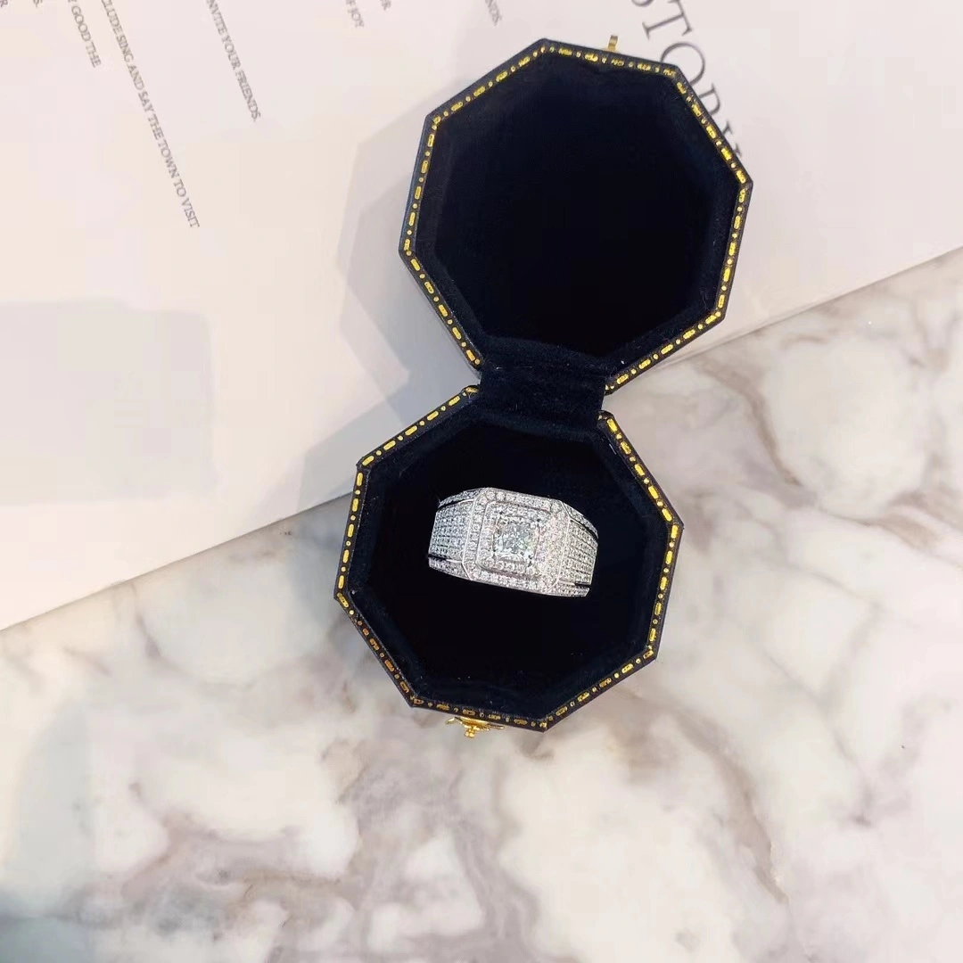 Chine en gros anneaux d'or 10k Gold Def Color Cushion Coup 1CT Lab Lab Grown Diamond Main Stone Rings pour l'homme Bijoux de bague de mariage 1