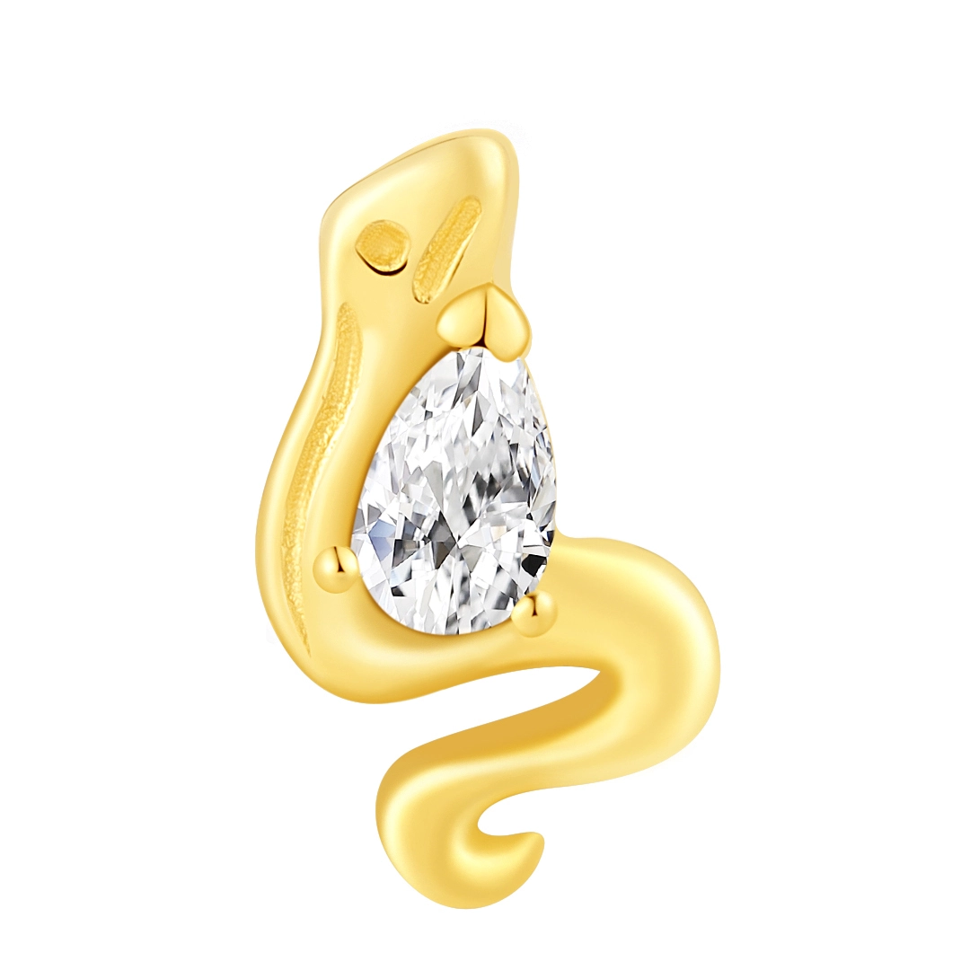 Eternal Metal 14k Solid Yellow Gold Snake Cartilage Helix Piercing Ear Jewelry Cute Threadless Push-in Wedding Engagement Gift 1