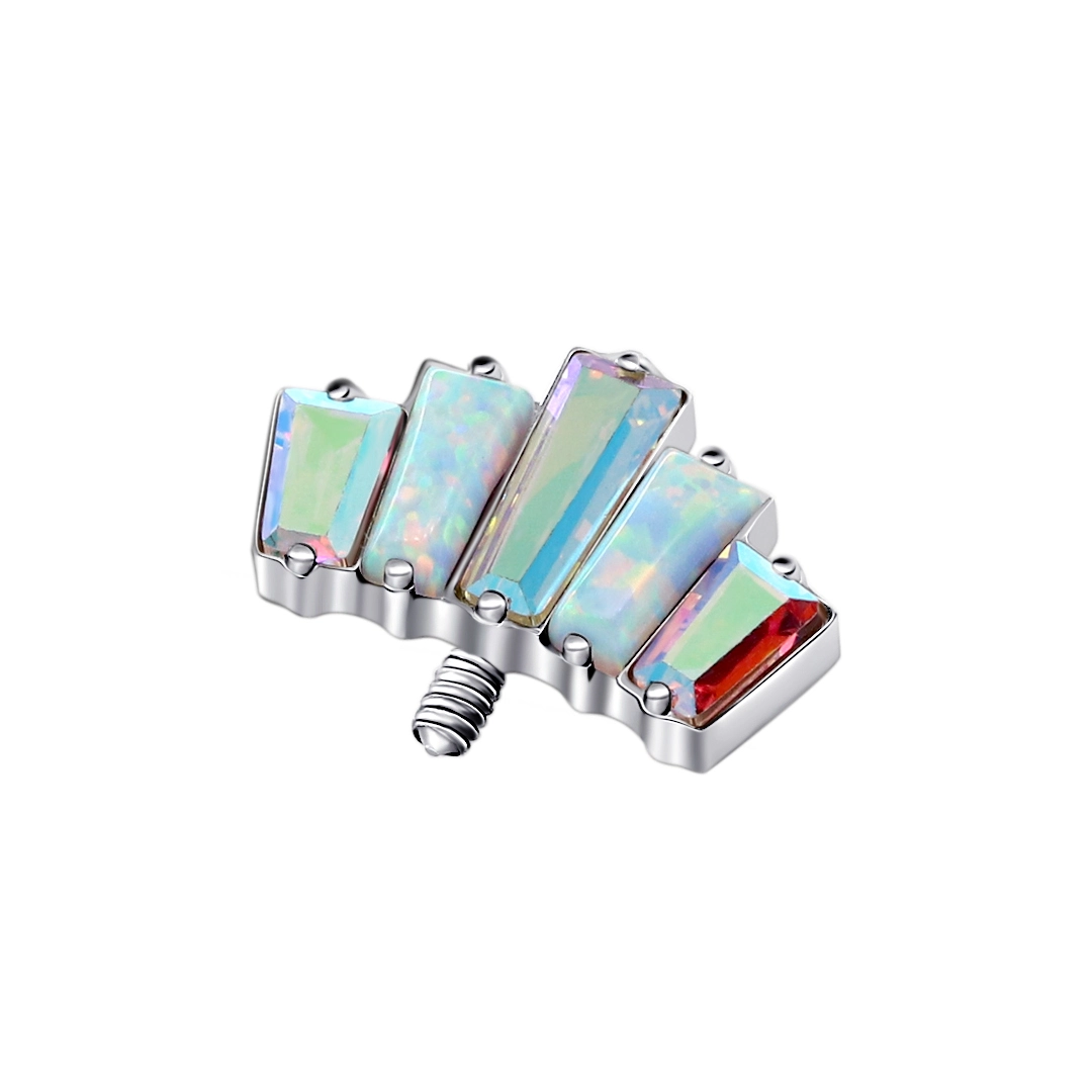 Eternal Metal Titanium Cz 5-cluster Baguette Top Internally Threaded Astm F136 Piercing Jewelry Nipple Piercing 1