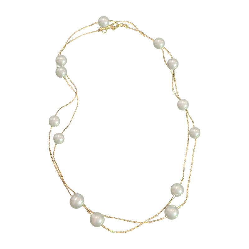 Double Beads Neck Chain Pearl Choker Necklace Gold Color Goth Chocker Jewelry On The Neck Pendant Collar For Women 1