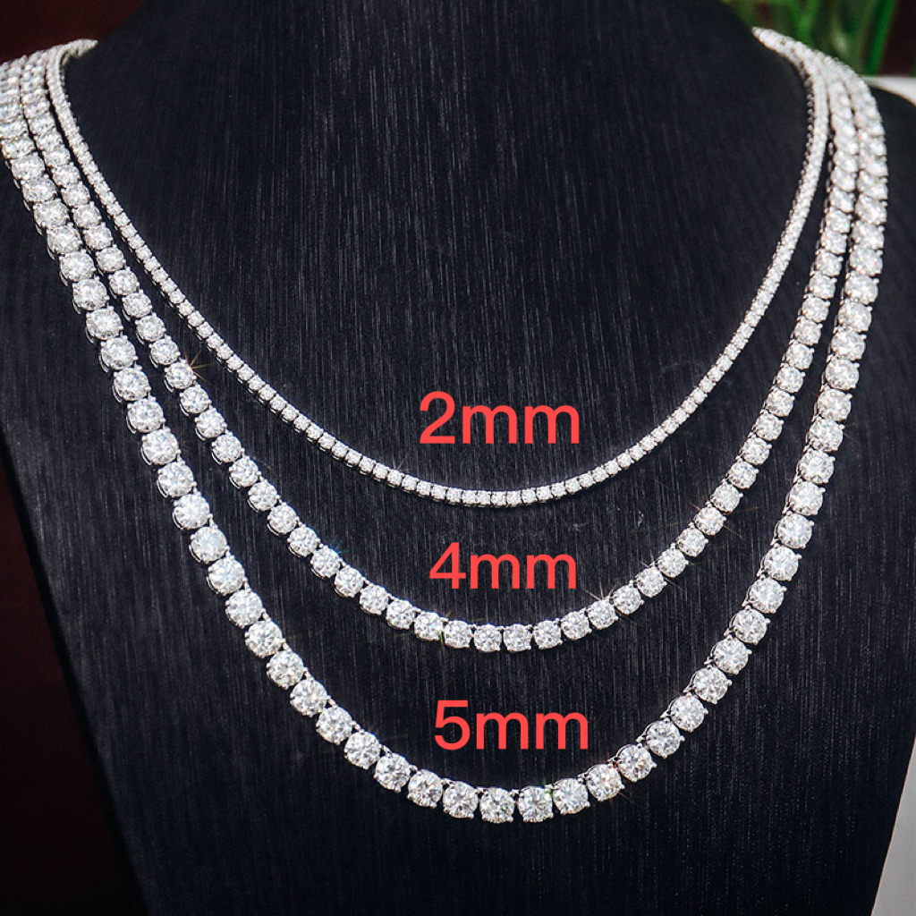$177 Usd Women Men Diamond Tennis Chain 2mm 3mm 4mm 5mm Gold Plated 14k Choker Tennis Necklace 925silver 1