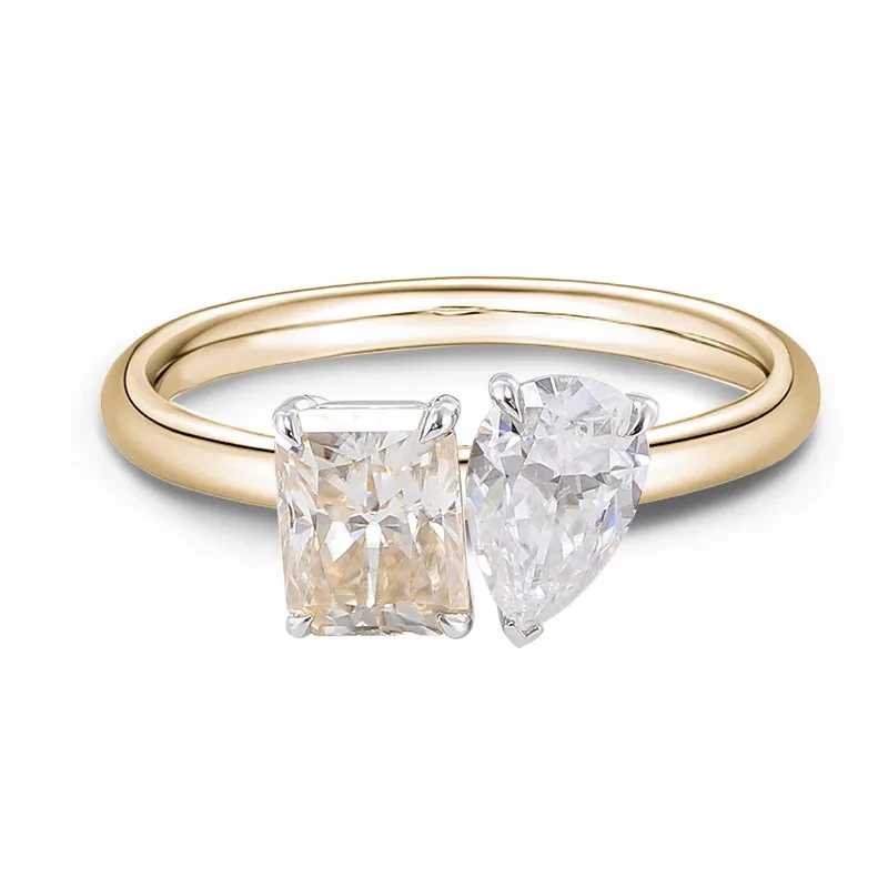 Fashion en gros en gros Moissanite Diamond Gold Engagement Party Diamond Ring 14K PEUR RADIANT CUT GOLA 1