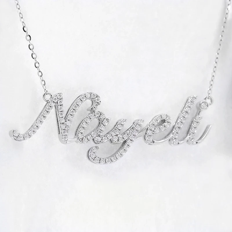 Nom à la mode Collier de pendentif diamant en 18 carats en or blanc Hiphop Bijoux Lover Nom Collier cadeau en diamant 1