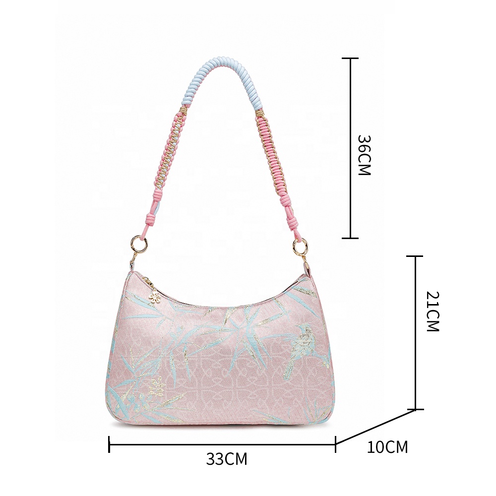 Hot Sale Hobo Saddle Bag Jacquard Poplin With Detachable Strap 5