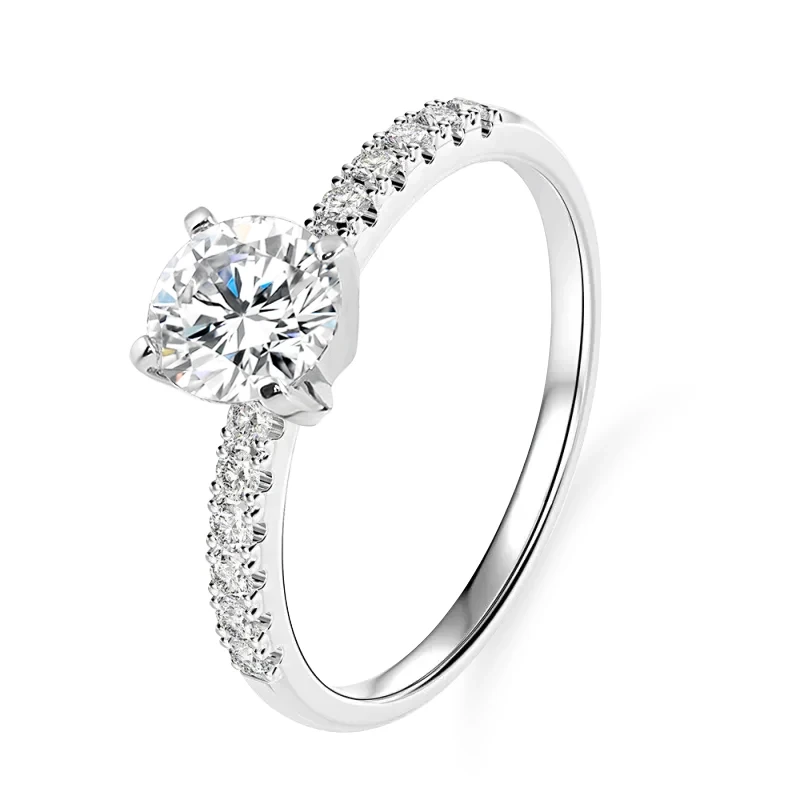 1ct Lab Diamond Engagement Ring In Platinum Round Cut Lab Grown Diamond Certificated Women Diamond Ring 1