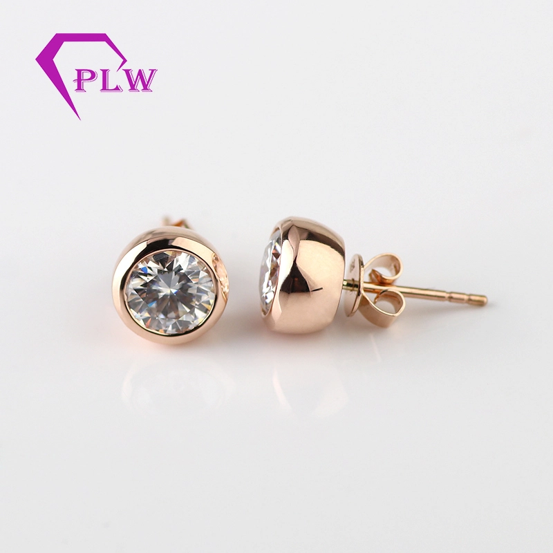 2019 Nouveau produit Cougel Round Moissanite 14K Rose Gold Stud Oreads pour jeunes filles 1