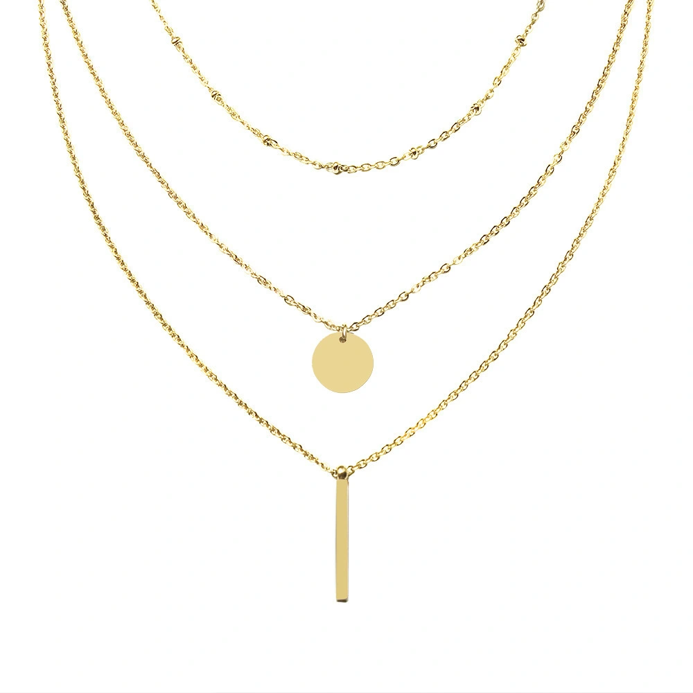 Fashionable Gold-plated Three-layer Cross Pendant Necklace Women's Luxury Titanium Steel Necklace 1
