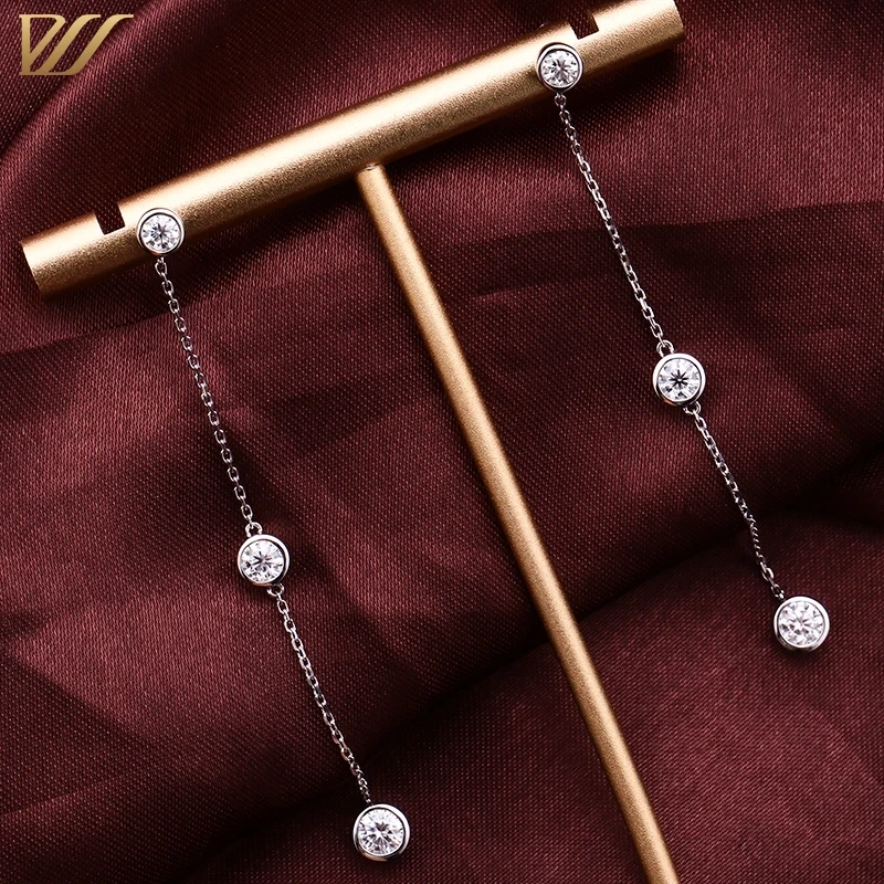 Boucles d'oreilles Moisanite petites et belles boucles d'oreilles de chaîne en or blanc 14 carats pour l'usure quotidienne 1