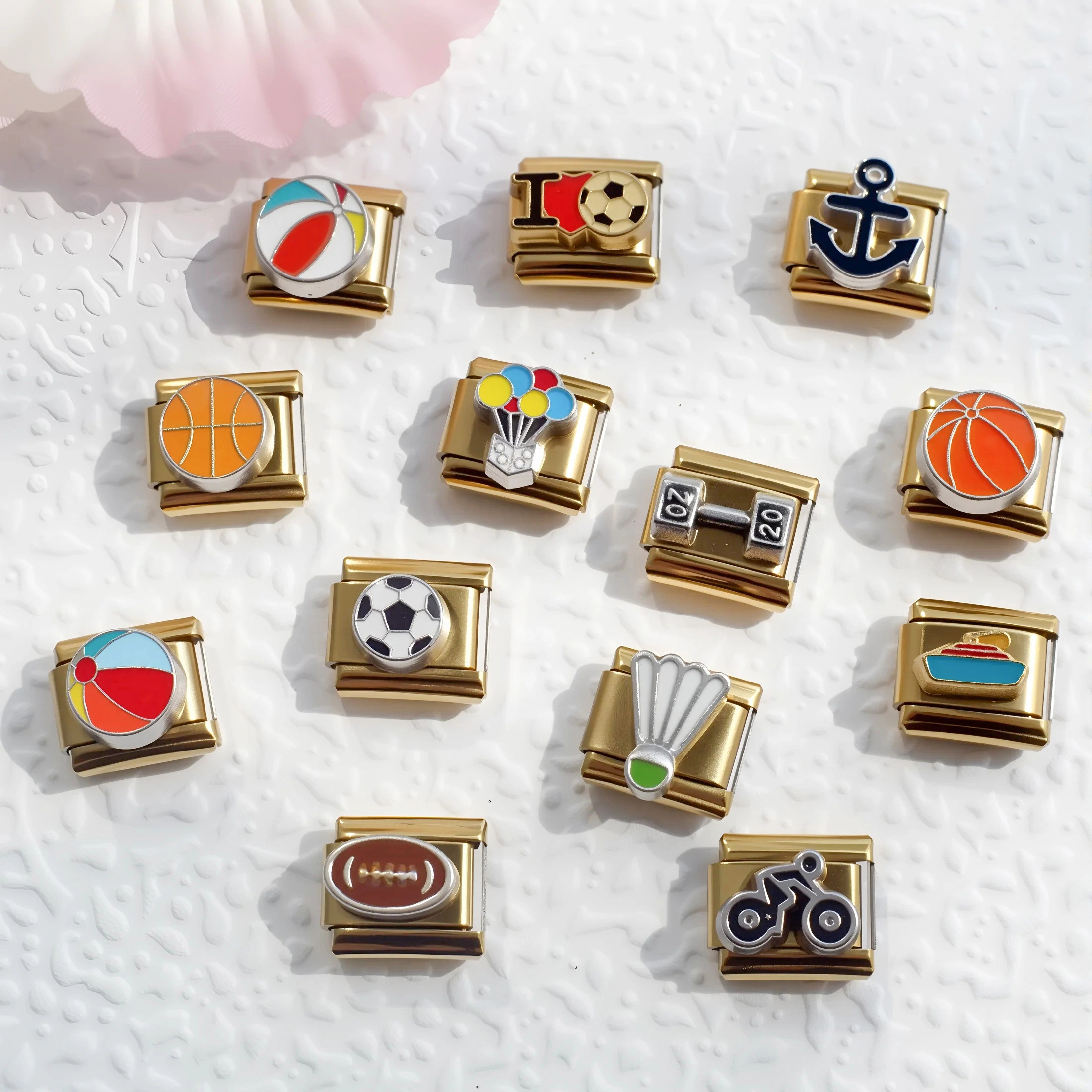 2025 Fashion Italian Charms Bracelet Diy 304 Stainless Steel Spots Ball Rugby Basketball Football Bracelet 9mm * 10mm Module 1