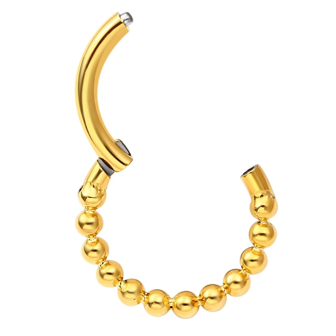 Eternal Metal Astm F136 Titanium Beaded Ball Shaped Hinged Segment Clicker Ring Piercing Jewelry 1