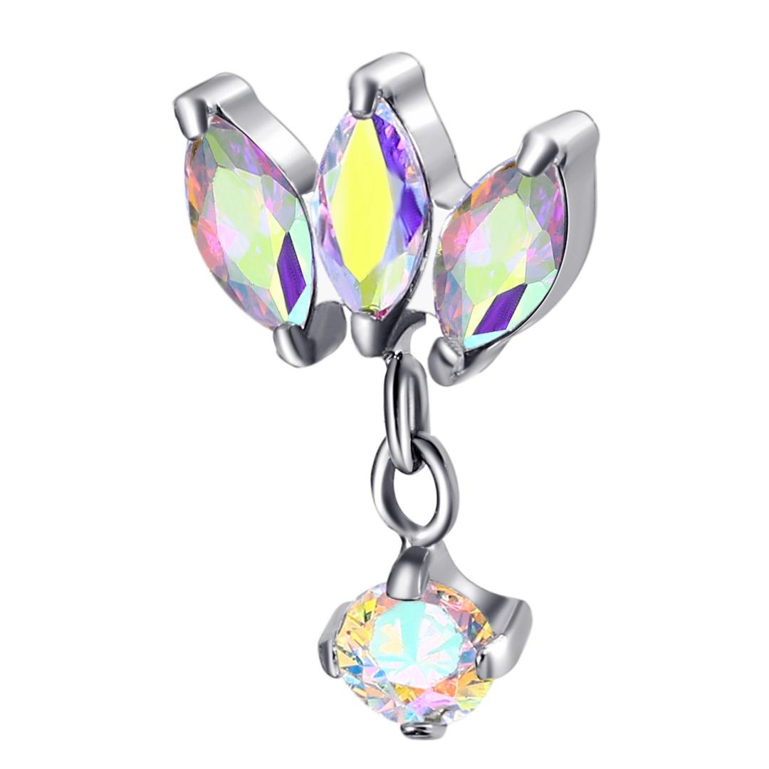 Eternal Metal Astm F136 Titanium Internally Threaded Marquise Zircon Top With Dangle Lobe Labret Piercing Jewelry 1
