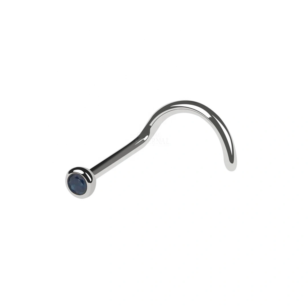Eternal Metal G23 Titanium Piercing Bezel Setting Blue Cz Nose Screw Studs Titanio Piercing 1