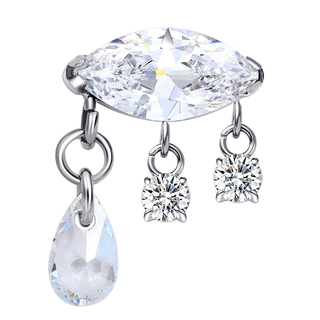 Eternal Metal Astm F136 Titanium Internally Threaded Top With Zircon Dangle Flat Lobe Labret Piercing Jewelry 1