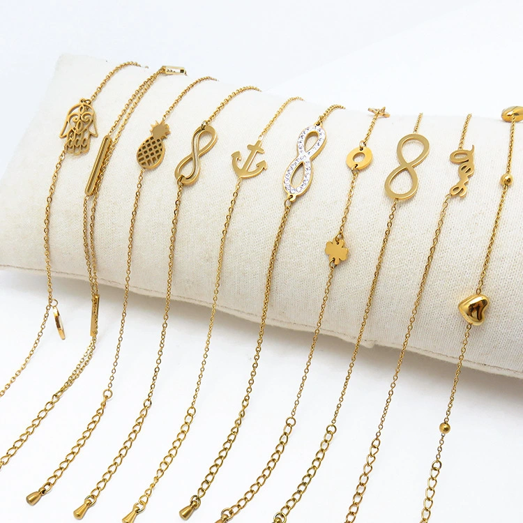18k Gold Plated Women Stainless Steel Jewelry Accessories Wholesale Heart Infinite Charm Bracelets 1