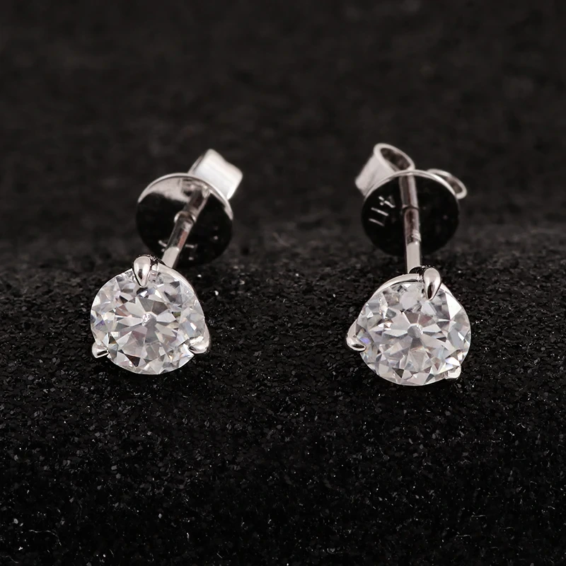 14k Gold 2.5mm 3mm 4mm 5mm Round Cut Lab Grown Diamond Earrings Def Vvs Diamond 3 Prongs 4 Prongs Setting 1