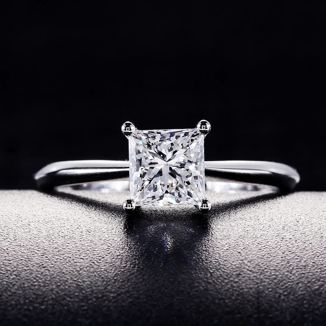 Pt950 Vvs1 1.0ct 2.0ct 3.0ct Cvd Hpht Lab Grown Princess Cut Diamond Engagement Wedding Ring For Women 1