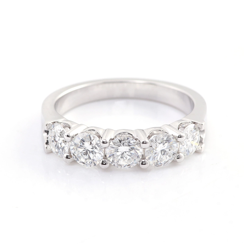 Real Diamond Impressive 3.5mm Round Cut Lab Diamond Half Eternity Ring Band 14k White Gold Wedding Band Lab Diamond Fine Jewelry 1