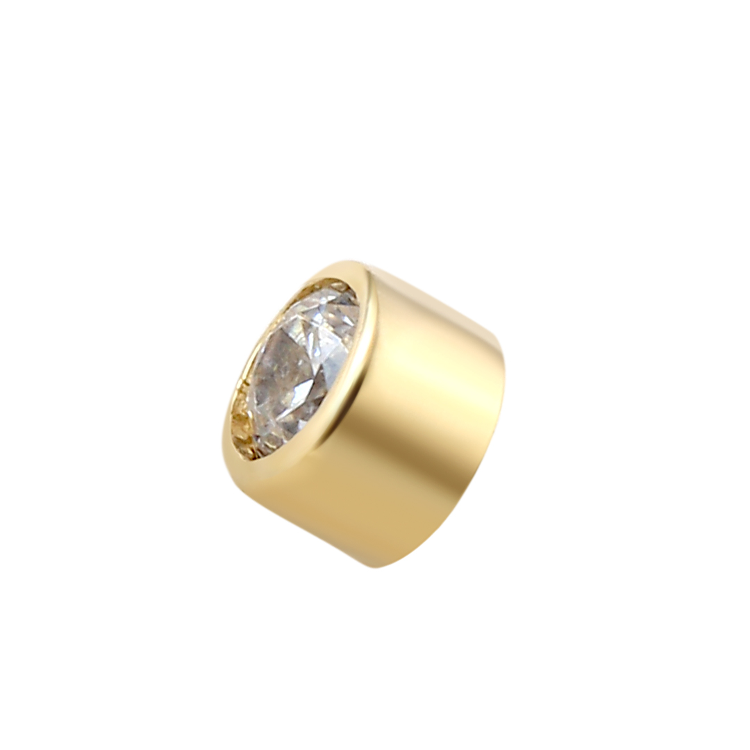 Eternal Metal 14k Solid Gold 5a Clear Cz Bezel Setting Ear<000000>nose Piercing Navel<000000>labretjewelry Internally Threaded Ends Tops 6
