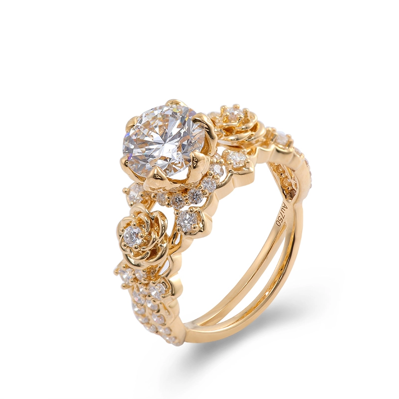 Provence Customized Women Rings For Party Hot Vintage Hollow Round Micro Inlay Yellow Jewelry Bag Oem 1