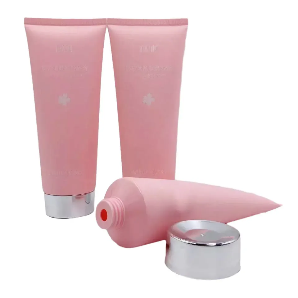 Custom Logo Pink 50ml 100ml 150ml пластикалык косметикалык түтүк Териге кам көрүү креми кол креми таңгактоочу түтүк, капкагы бар 1