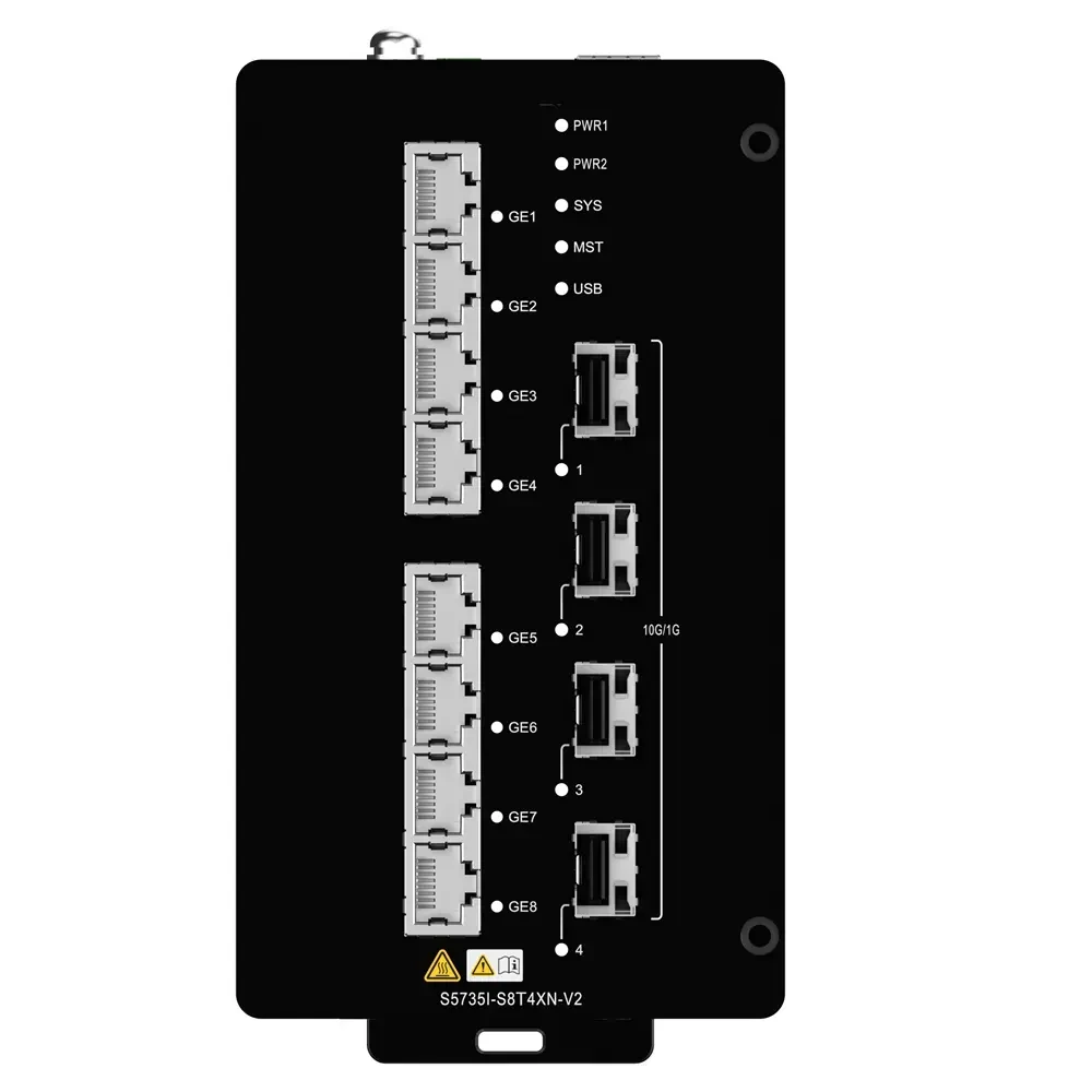 S5735I-S8T8P2S4XN-V2 98012426 16*10/100/1000base-T Ports, 8*Poe+, 2*Ge SFP Ports Industrial Switch 1