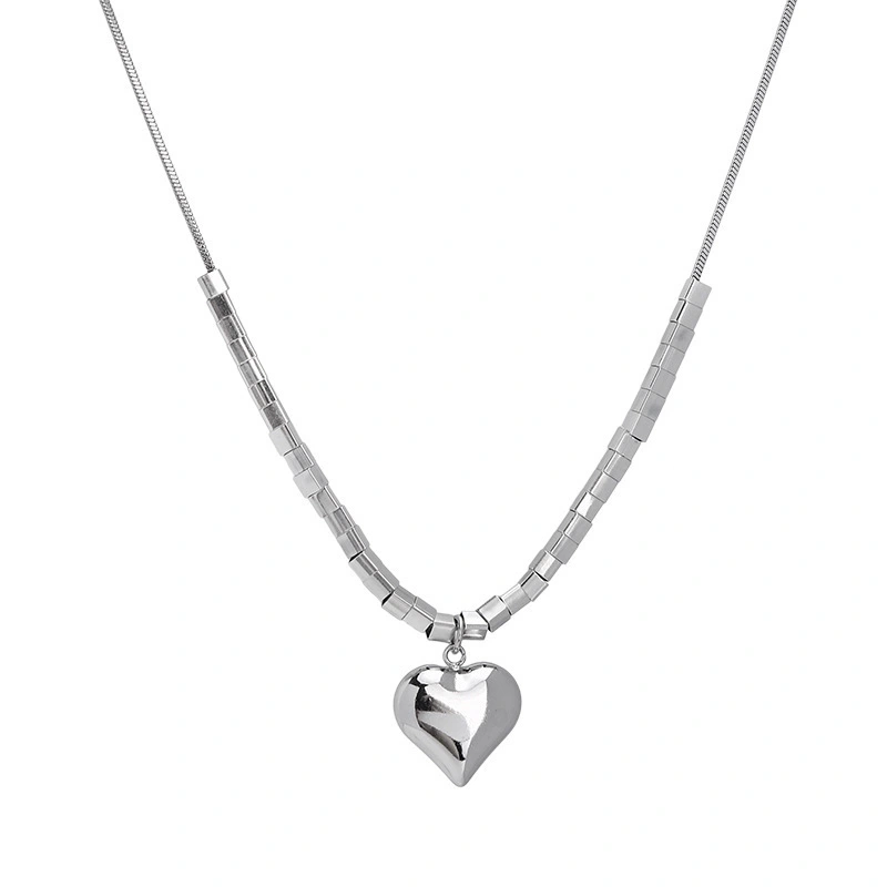 High Quality Custom Fashion Korean Metal 3d Love Titanium Steel Pendent Charm Necklace For Woman 1