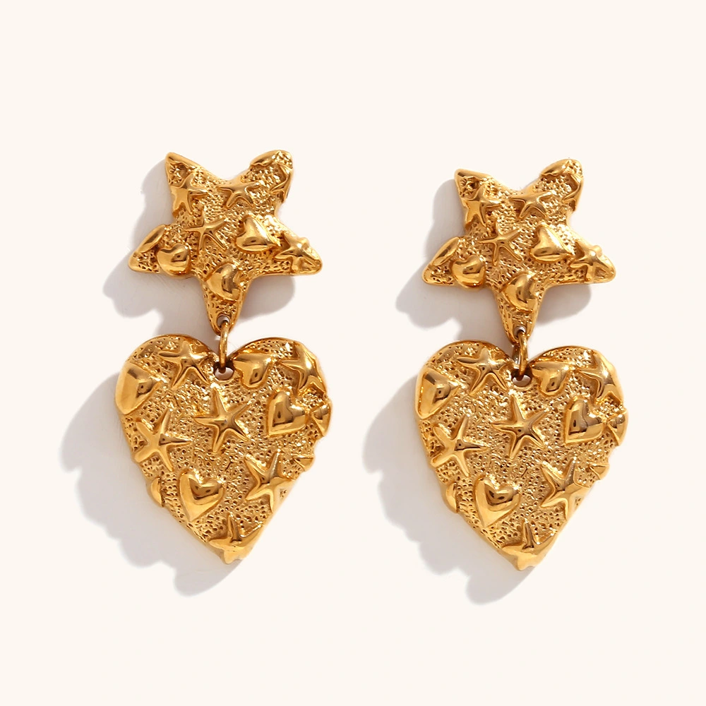 Hot Selling Starfish Love Coral Earring Jewelry Irregular Exaggerated Big Stainless Steel Earrings For Woman 1