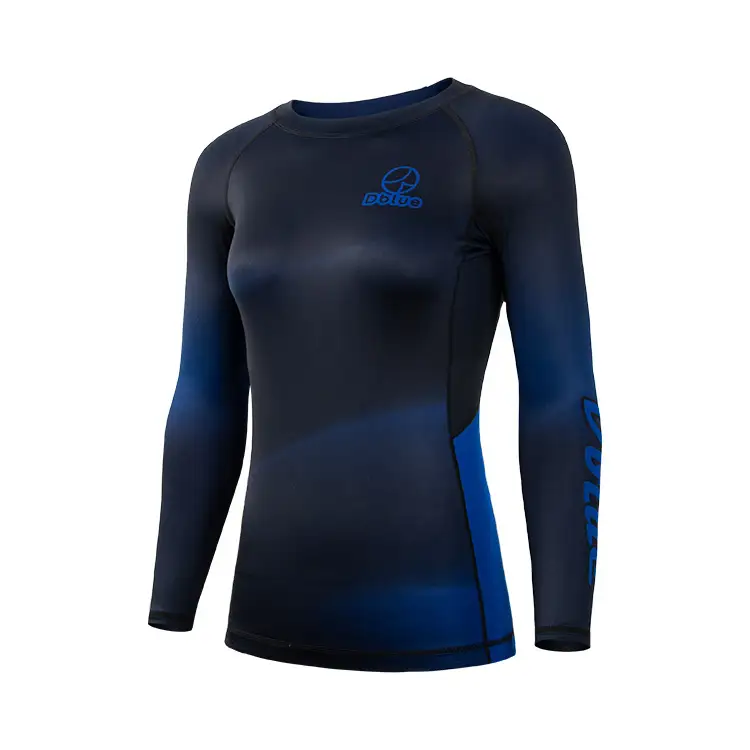 Saincheaptha Ardchaighdeáin Surf Snámha Bjj Rashguard Sublimation Comhbhrúite Fada Muinchille Rash Garda Mná 1