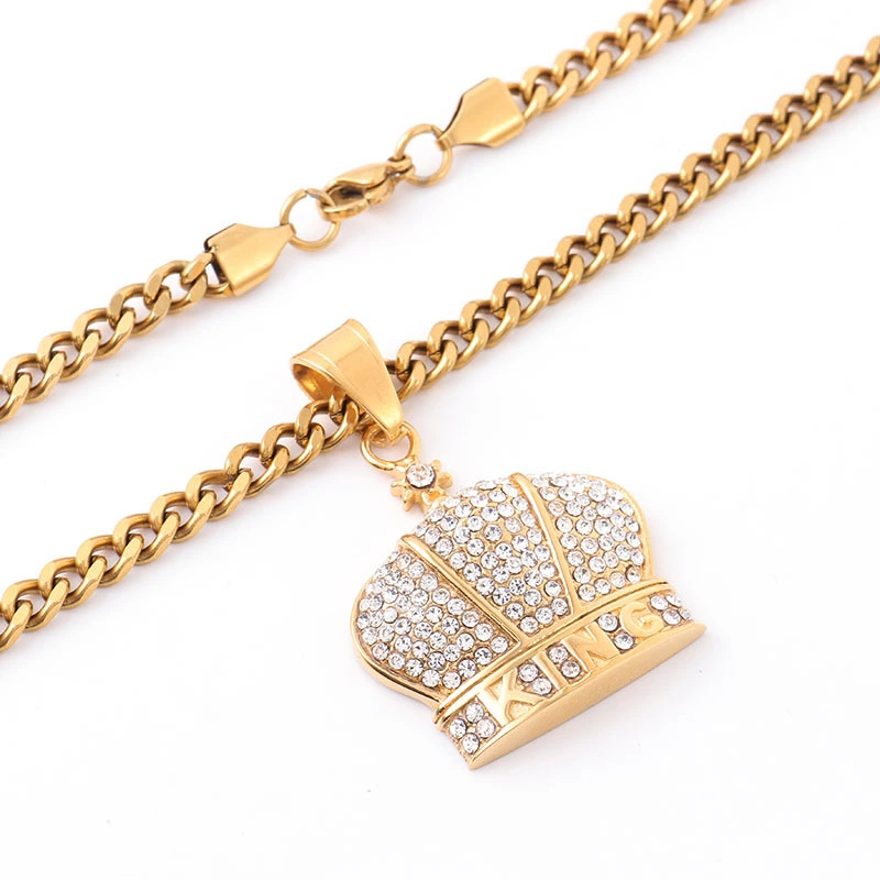Hip Hop Jewelry 925 Sterling Silver Gold Plated Crown Hip Hop Pendant Moissanite Diamond Hip Hop Boy Pendant Jewelry 1