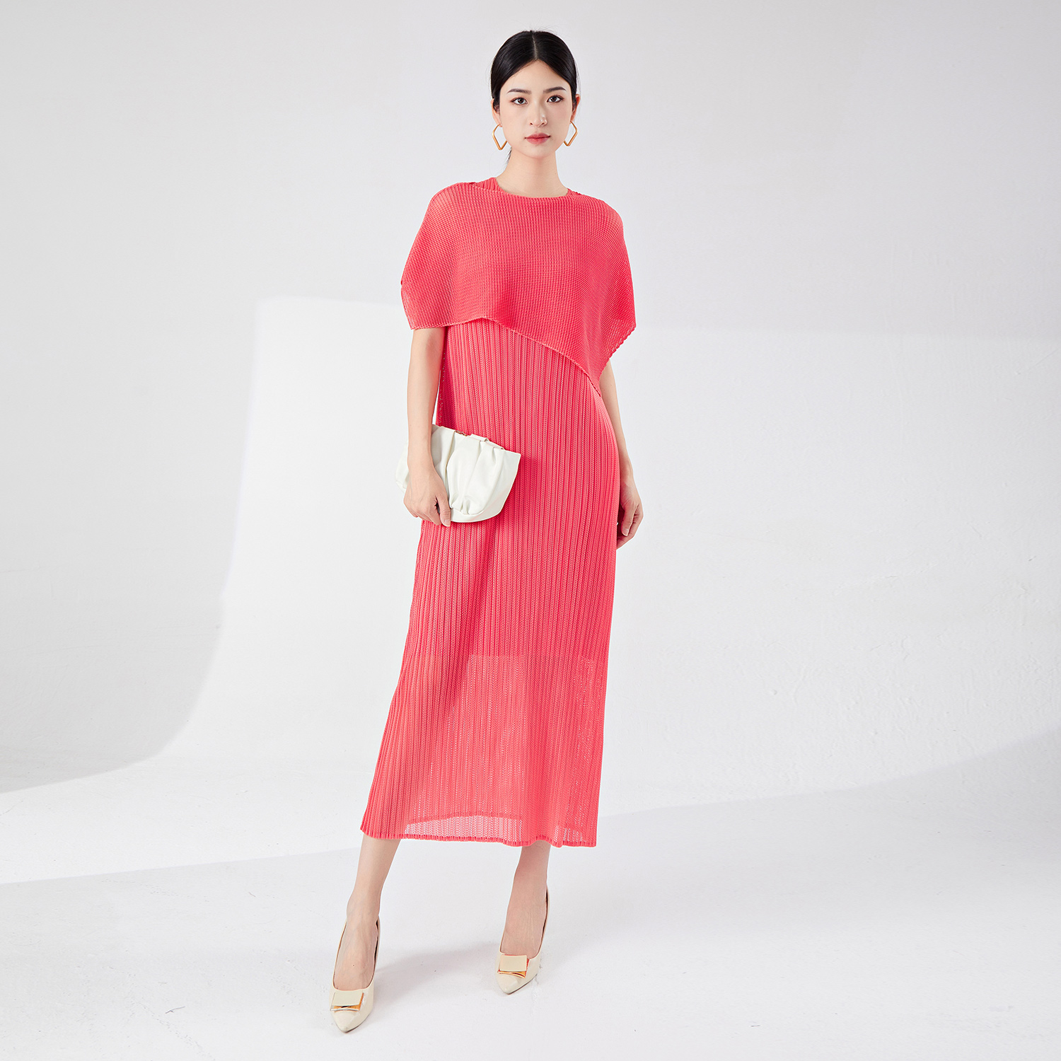 Miyake Damen Sommer 2024 Neues lässiges Midi-Plissee-Kleid – Wärmefunktion, zweiteiliges Set mit Schaloberteil <000000> Ärmelloses Kleid | OEM/ODM verfügbar 12