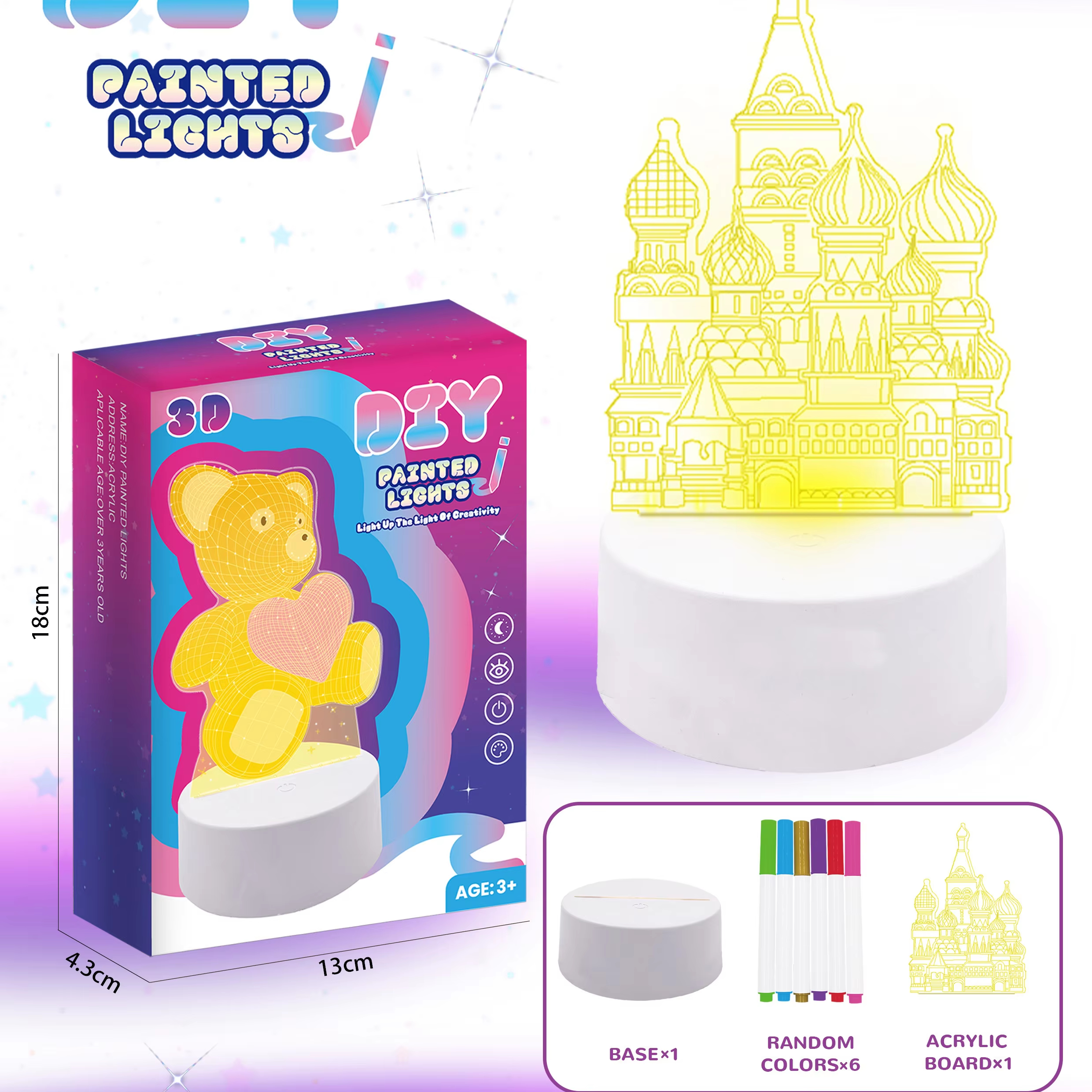 Creative Acrylic Lamp  Gl-CY14 3 Color Changing Drawing Board USB Touch Night Light Guangli 1
