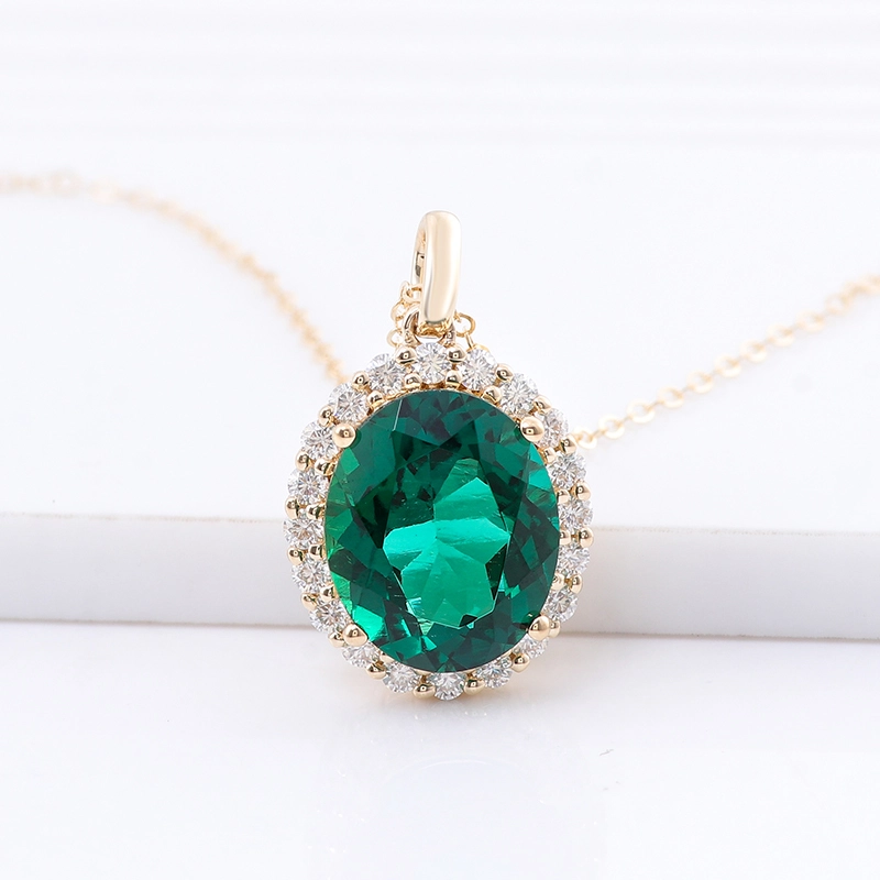 Emerald und Diamond Anhänger Labor Emerald Anhänger Emerald und Diamond Halskette Frauen Lieblings -Halskette Schmuck 1