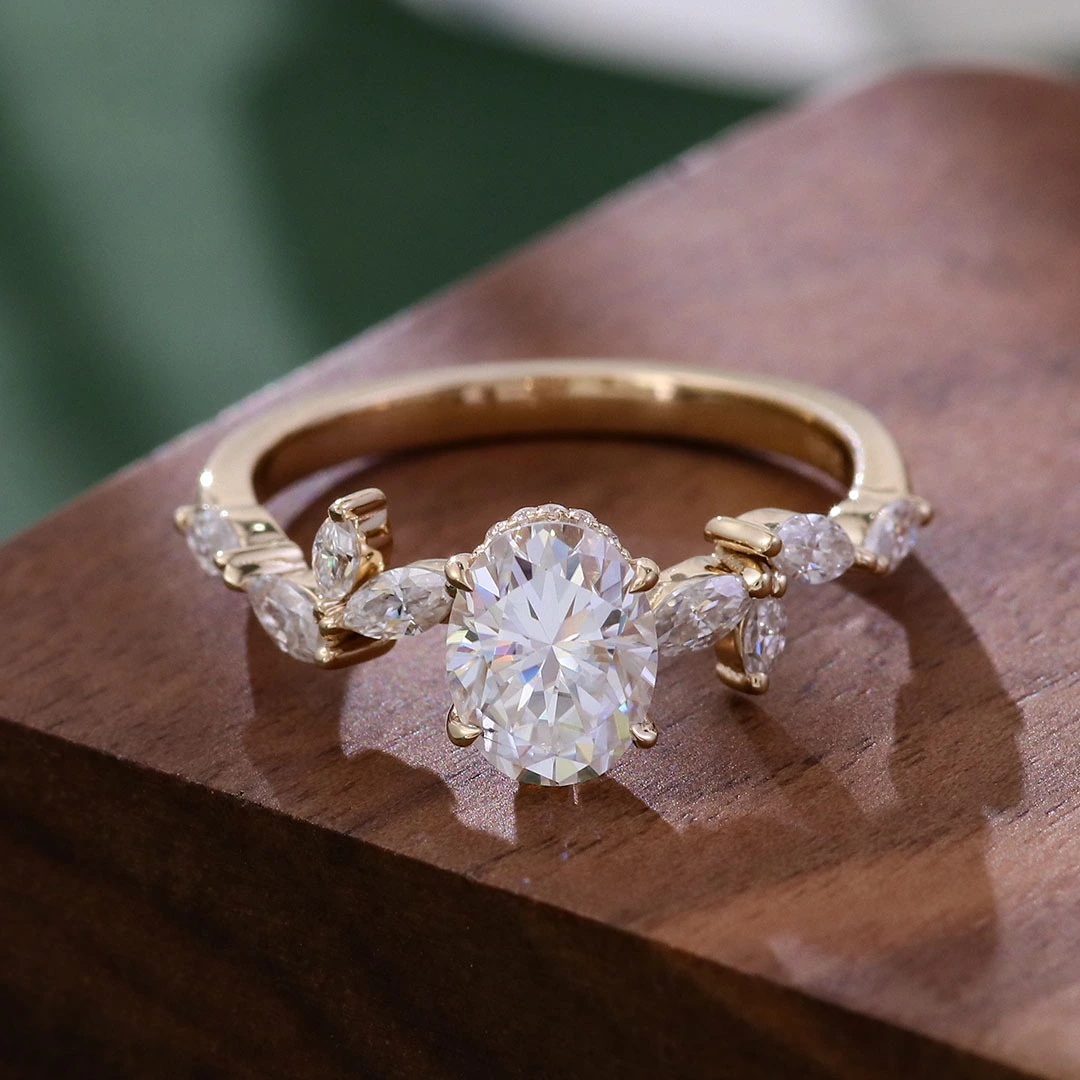 GRA de haute qualité 1,5 carat ovale Moisanite Anneau de fiançailles 1