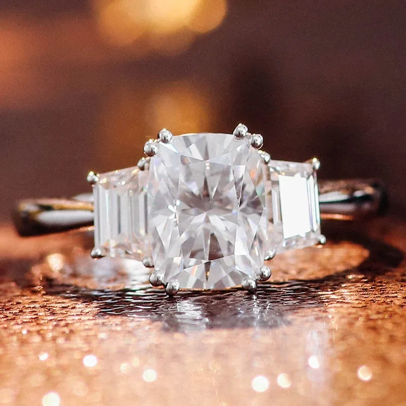 Joyas de Provence Solid 18K Gold de oro blanco Cojón Fino Corte D Color VVS1 Anillo de compromiso de moissanite Regalo para mujeres 1
