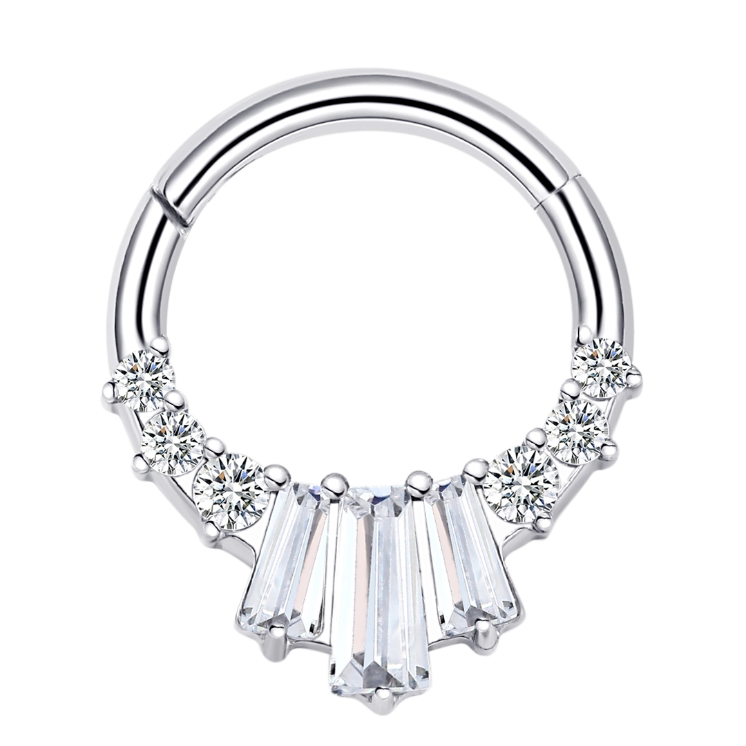 Eternal Metal Astm F136 Titanium Delicate Unique Womens Earrings Hinged Segment Clicker With 5a Clear Zircon Piercing Jewelry 1