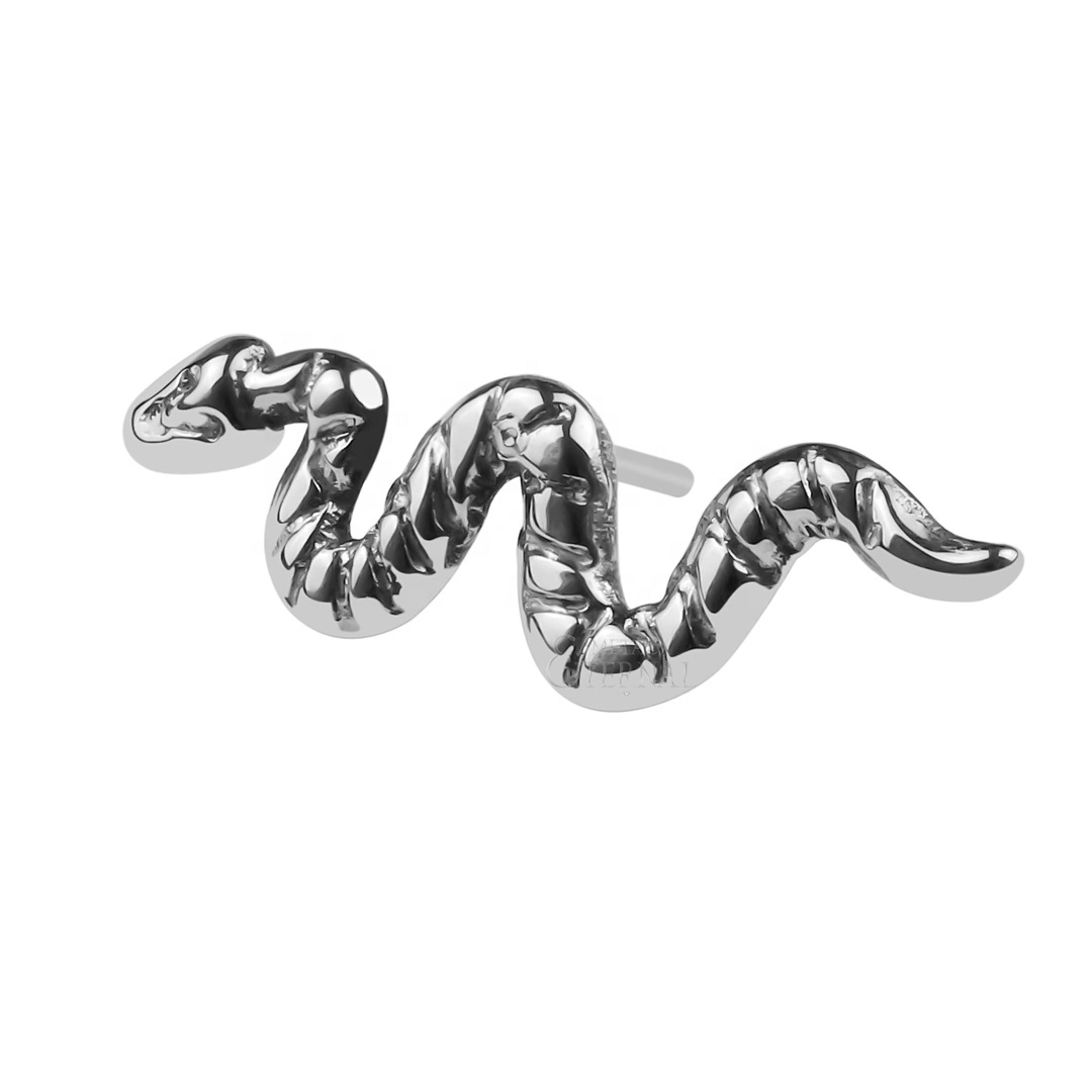 Eternal Metal Snake Shaped Astm F136 Titanium Threadelss Tops Piercing Jewelry 1