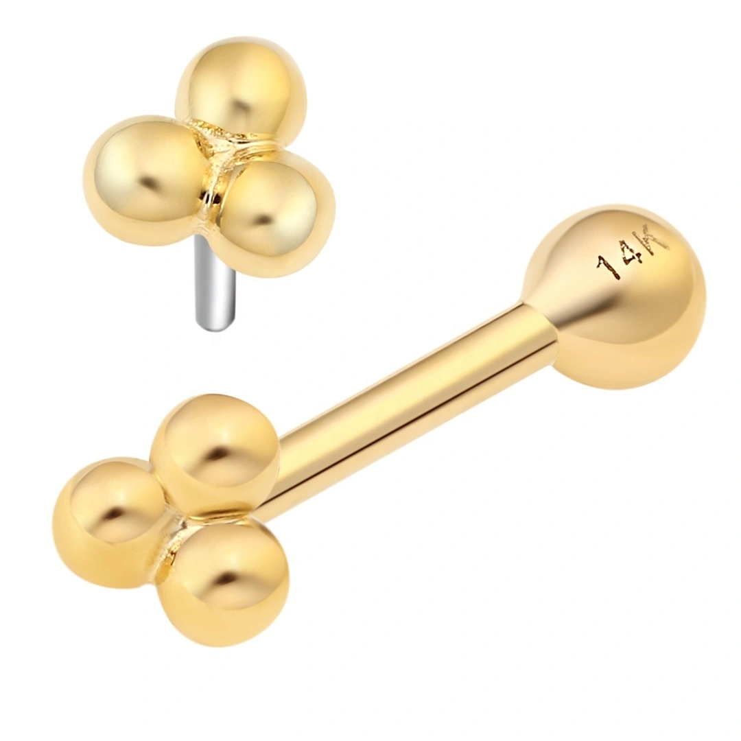 Eternal Metal 14k Solid Gold Body Piercing Jewelry Threadless Labret Studs 1