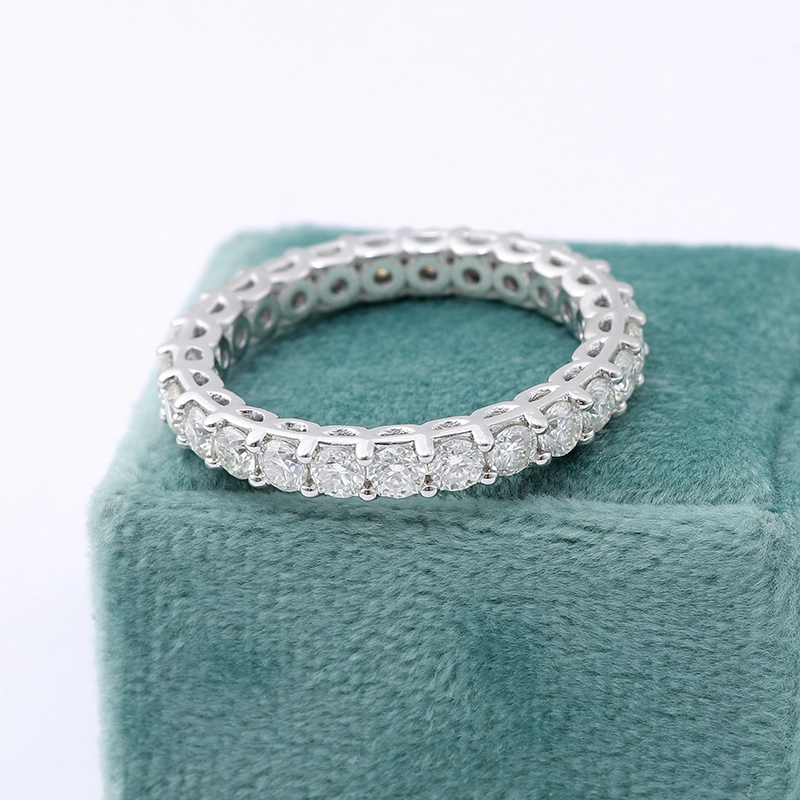 Vente chaude REAL Personnalise REAL 14 kt or 3 mm Round Moisanite Diamond Women Eternity Band Engagement Ring 1