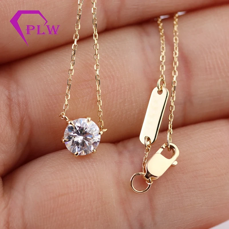 16 pulgadas de larga cadena de cable de oro amarillo de 18 quilates 1.2 CARAT MOISSANITE Diamond Collar como regalos 1