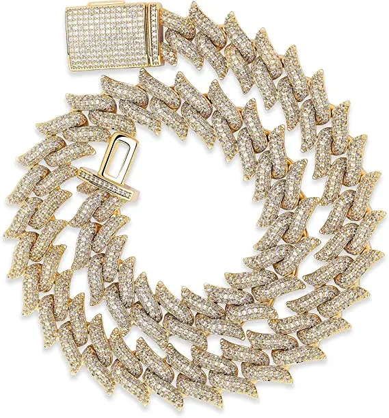 Collar de diamantes de 18 mm a miami Cadena de enlace cubano para hombres Joyas de hip hop para la cadena cubana de moissanite de plata de rapero 1
