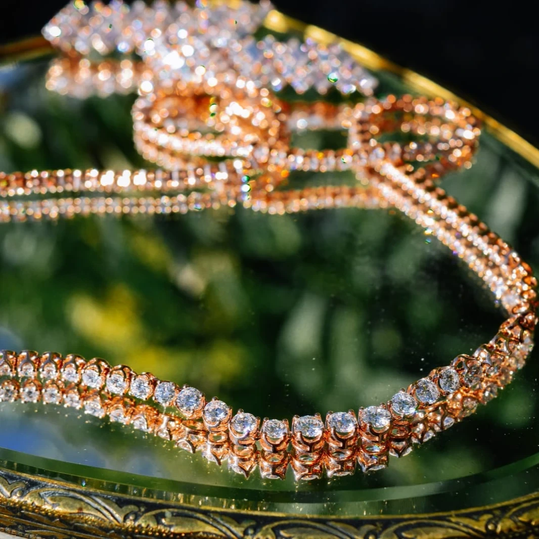 2021 Graduated Tennis Necklace Made With D Moissanite 43cm Tennis Chain Rose Gold 14k Diamond Tennis Chain 1