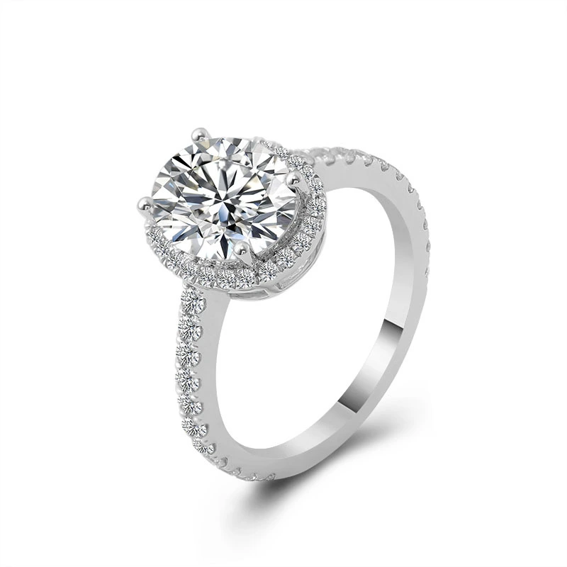 Custom Ring Jewelry Women 18k White Gold 2 Ct Oval Cut Moissanite Engagement Ring 1