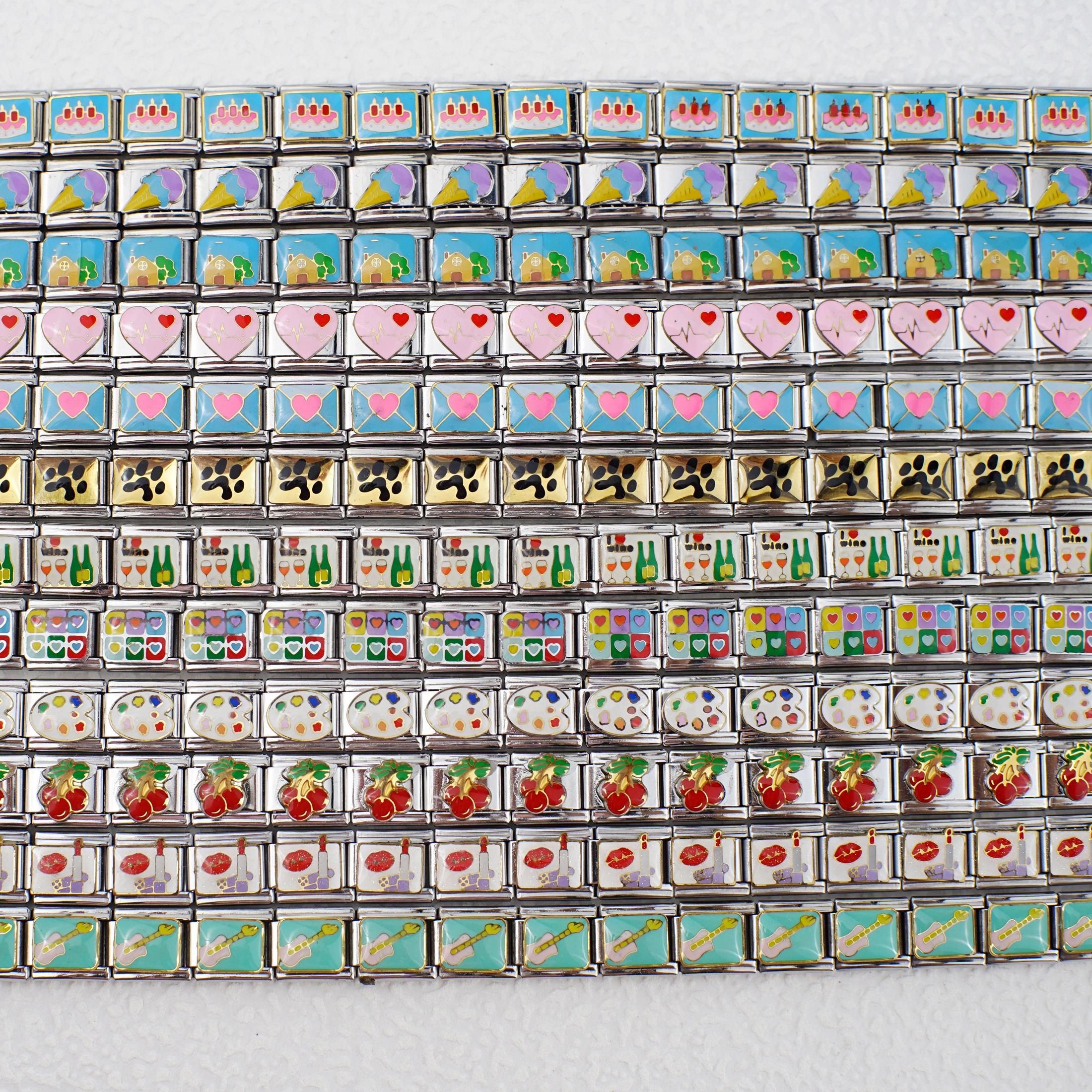 2024 Wholesale Fashion Classic New Stainless Steel Color Romantic Love Oil Painting Diy Italian Module Bracelet 1