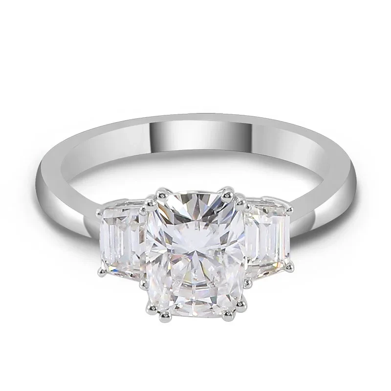 Bagues de fiançailles personnalisées en argent, or blanc 18 carats, diamant, pierre précieuse, moissanite, diamant, mariage, mode, classique, bijoux fins, pour femmes 1
