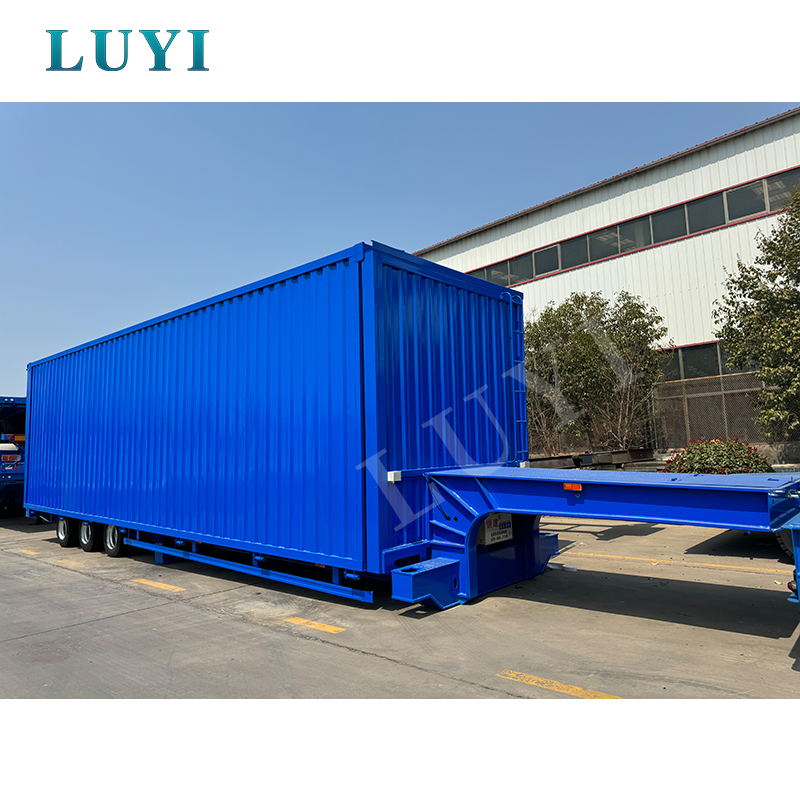 3 eje 40t, 50t, 60t, 100t Lowboy Box Trailer completo 6