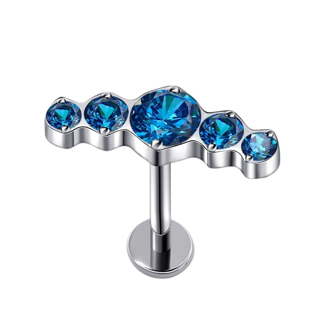 Eternal Metal G23 Titanium Piercing Blue Bezel Threaded Labret Titanio Piercing Jewelry Body Piercings 1