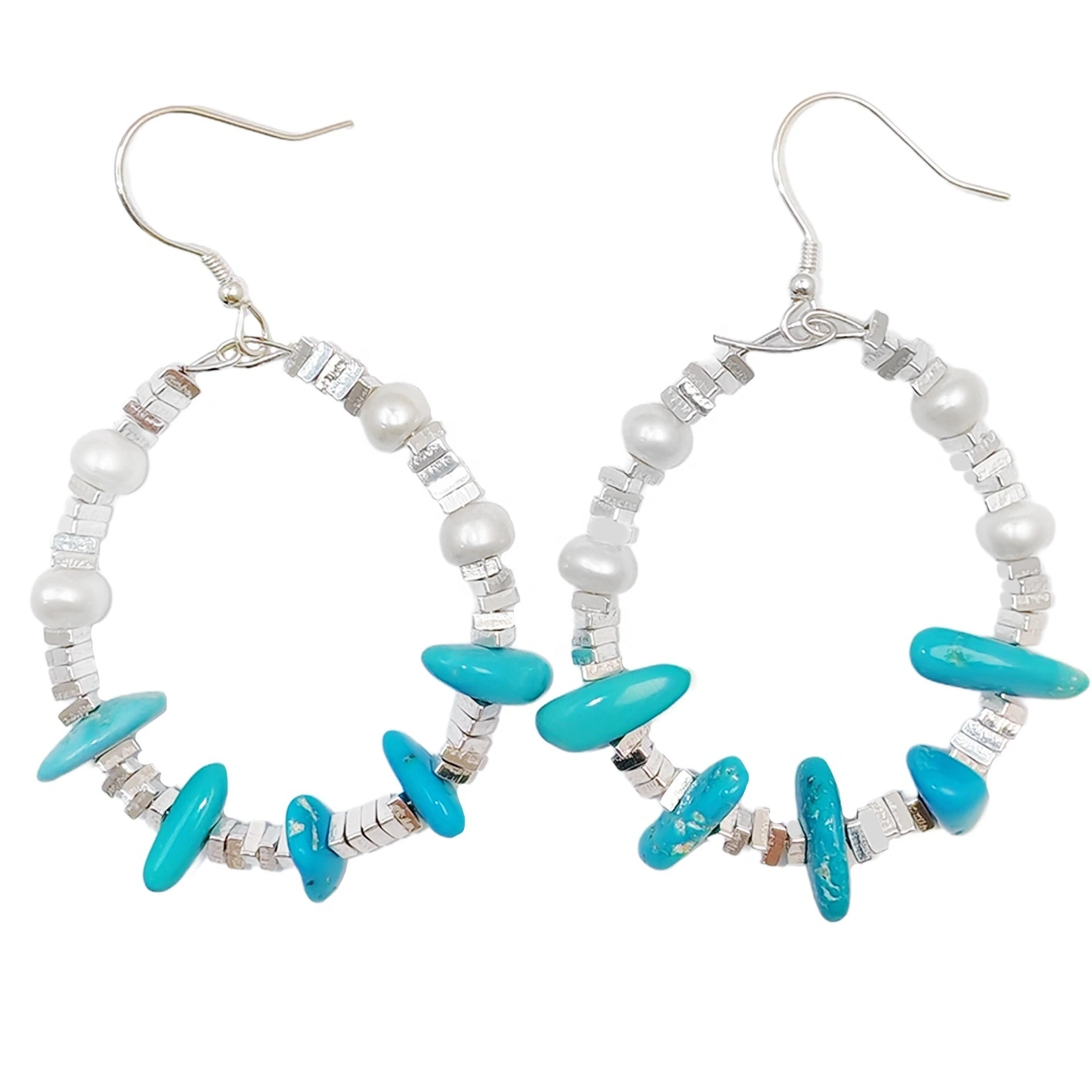 Pearl Earrings Turquoise Natural Earrings S925 Silver Women's Jewelry Best Selling Designer Custom Beauty Jewelry 1