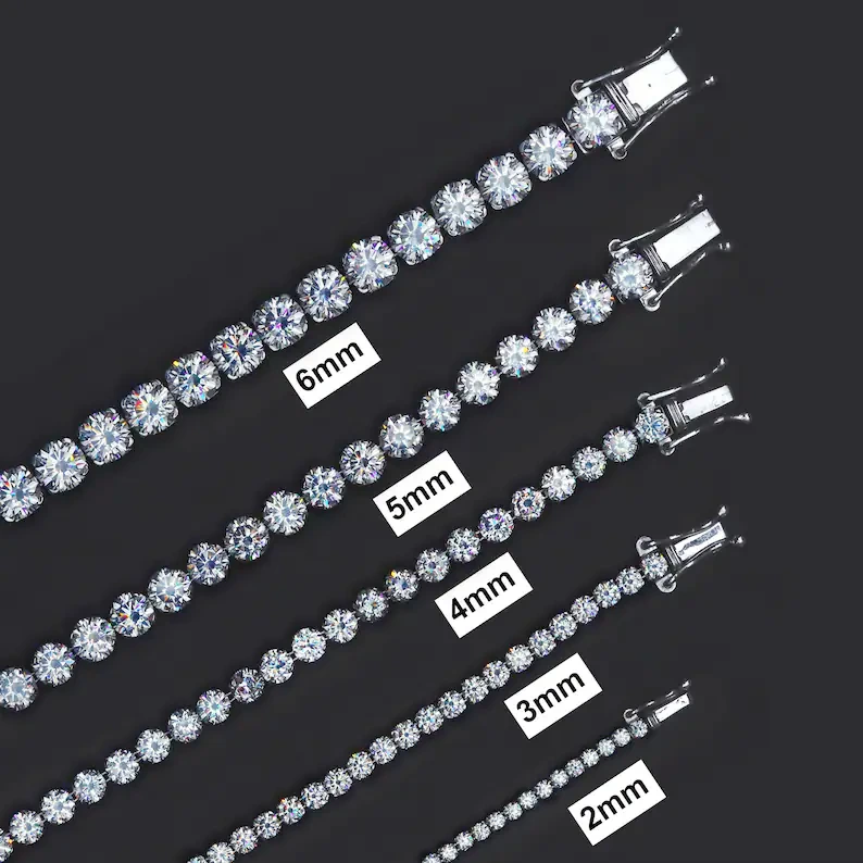 Moissanite diamond tennis bracelets and bracelets round diamond 2mm 3mm 4mm 5mm 6mm sterling silver 925 1