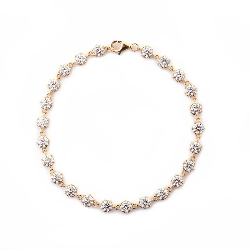 Exquisite Diamond Bracelet 14k Yellow Gold 3.5mm Lab Diamond Prong Set Tennis Bracelet For Party 1