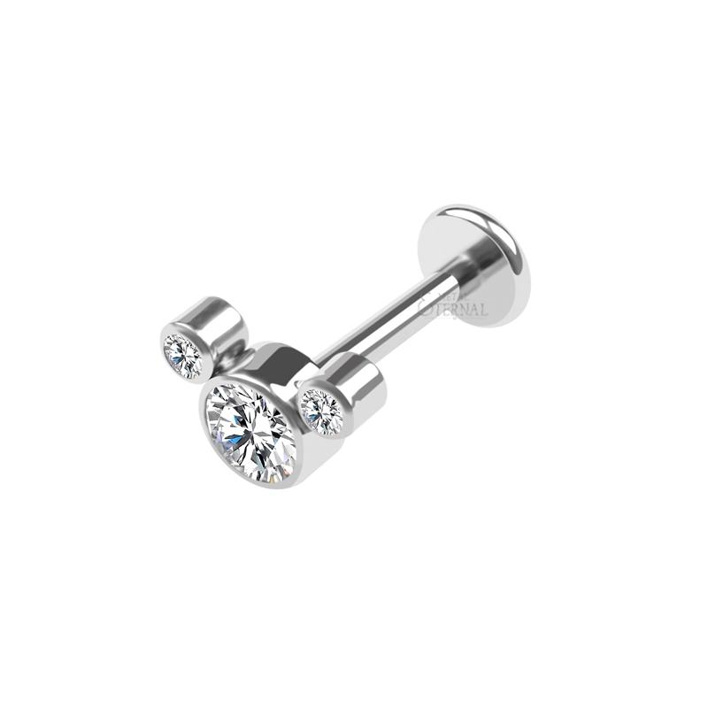 Eternal Meterl Astm F136 Titanium 3 Stones Cluster Internally Threaded Body Piercing Labret 1